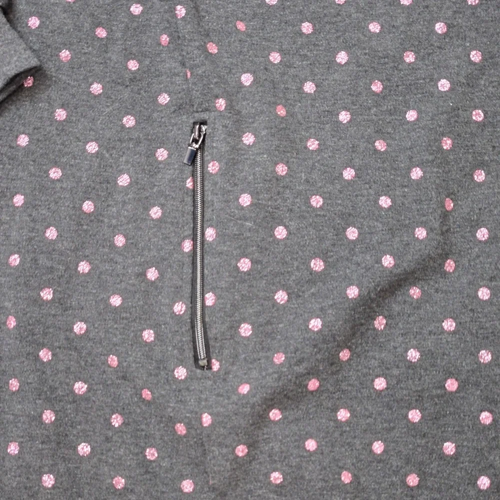 NWT Mayoral‎ Girls Gray Pink Glitter Polka Dot Pocket Sweatshirt Dress 16 Girls